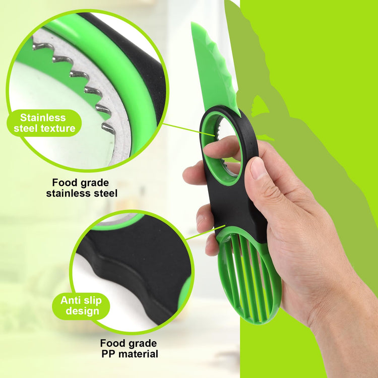3-in-1 Avocado Slicer Tool & Stainless Steel Pitter