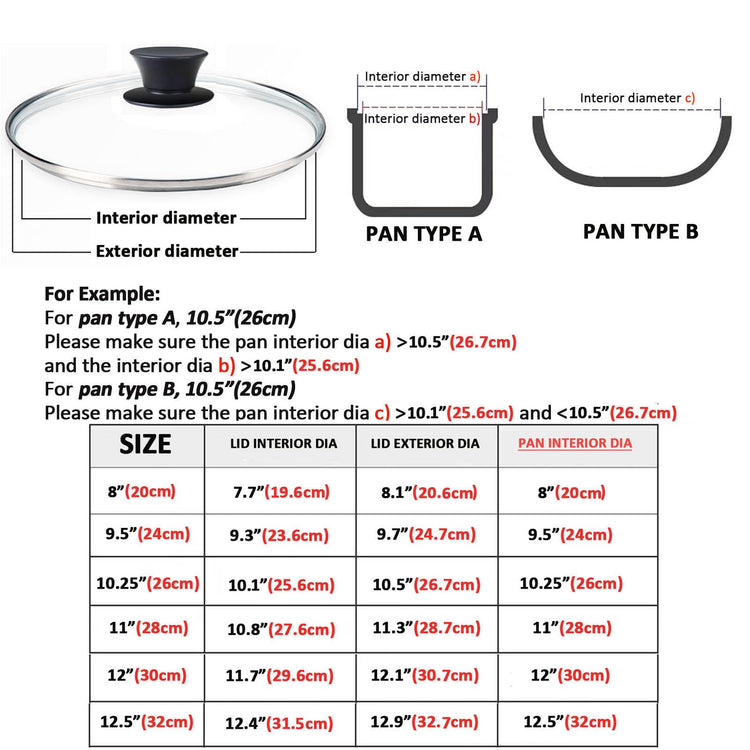 Glass Lid for 12 Inch Cast Iron Skillets Frying Pans