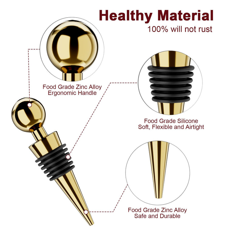 Wine Stoppers for Wine Bottles 3Pcs Vacuum Wine Bottle Stopper with Silicone Reusable Wine Corks (3 Count)