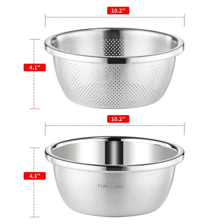 304 Stainless Steel Colander 4QT Microporous Colander & Large Bowl for Kitchen