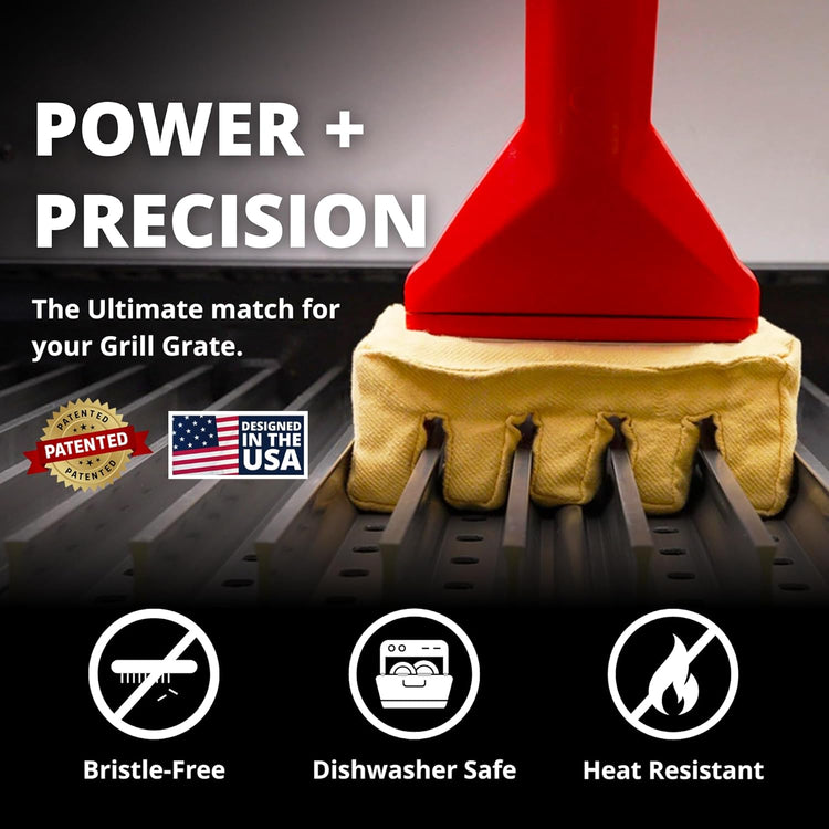 Grill Rescue BBQ Replaceable Scraper Cleaning Head, Bristle Free - Durable and Unique Scraper Tools for Cast Iron or Stainless-Steel Grates, Barbecue Cleaner (Grill Grate Brush with Scraper)