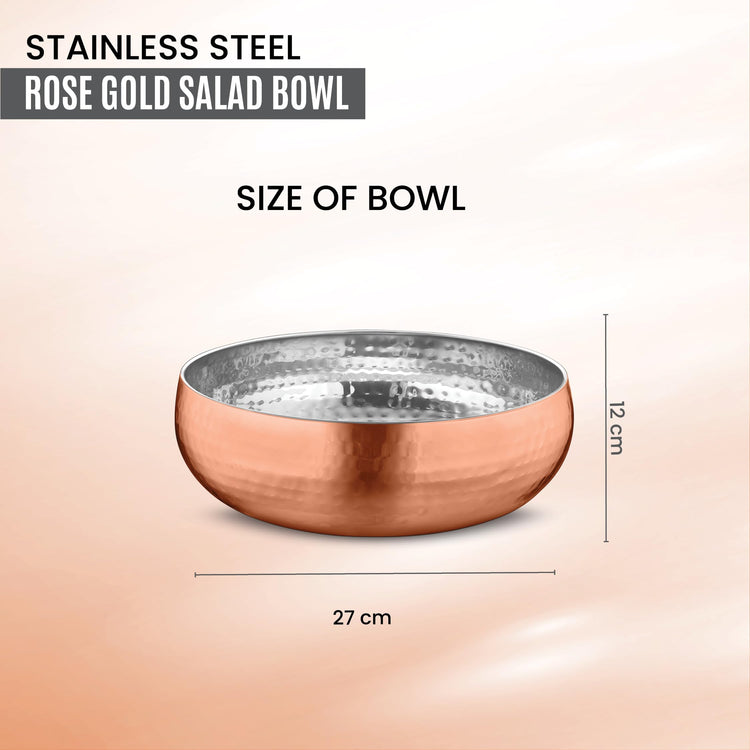Set of 3 Premium Stainless Steel Salad Mixing Bowl Hammered Finish (3 Count)