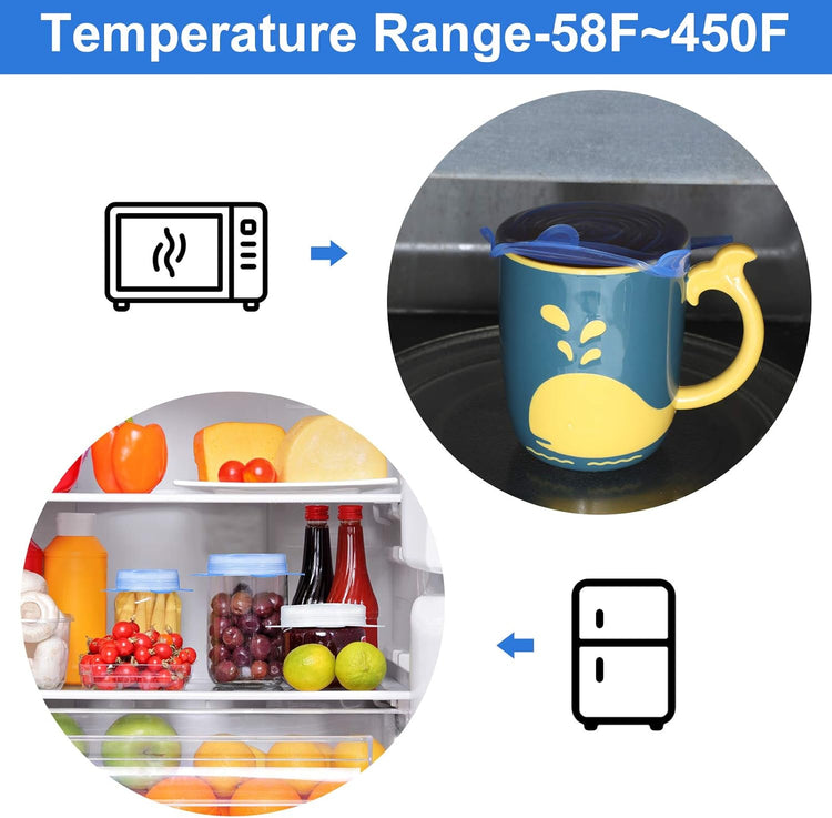 Patelai 24 Pieces Silicone Stretch Can Lids Reusable Expandable Jar Lid Soda Beer Cans Round Elastic Container Food Storage Covers for Mug Cup Small Bowl Fruits Vegetables Storage