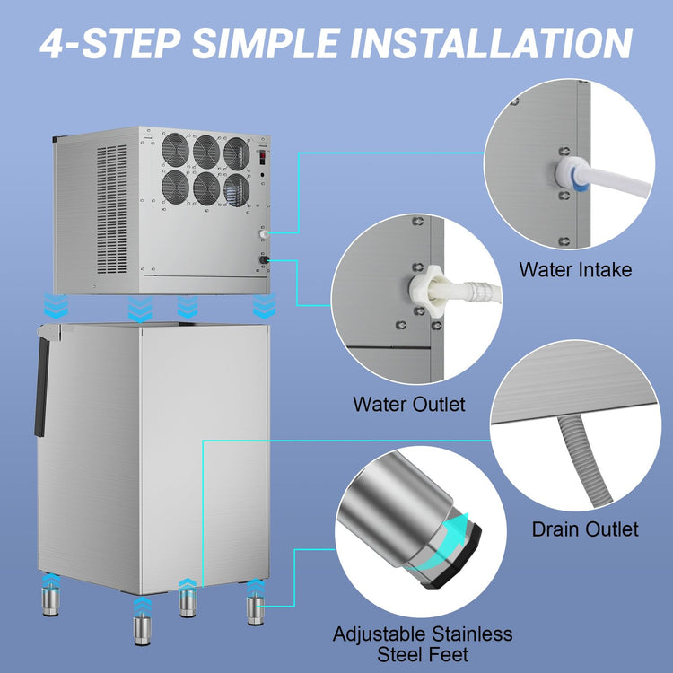 600 lbs High Output Commercial Ice Machine Freestanding Self