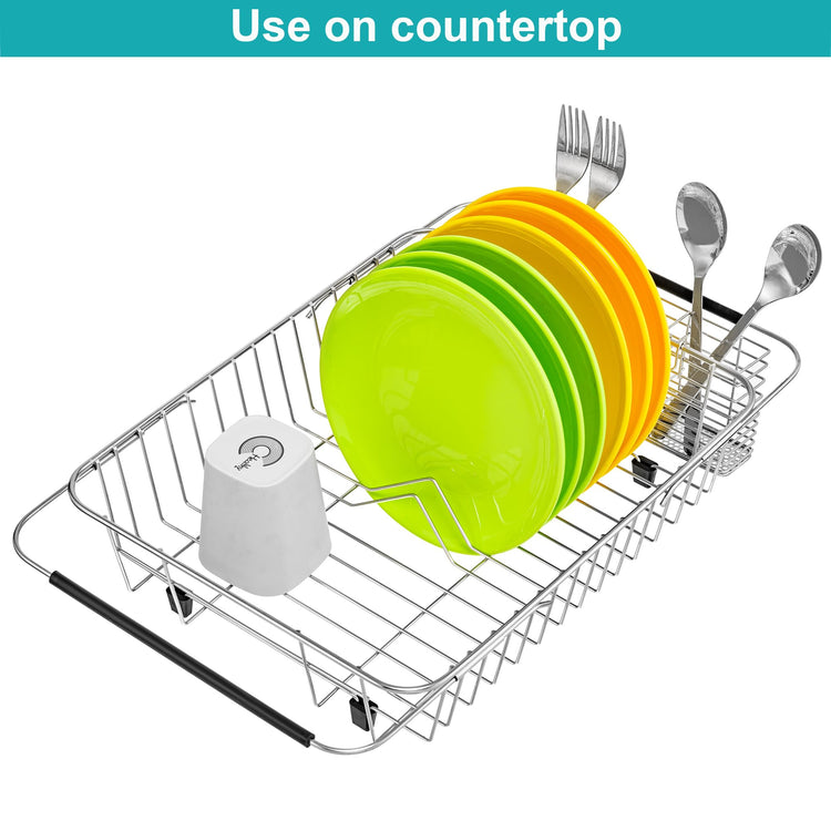 Expandable Dish Drying Rack Organizer and Utensil Cutlery Holder