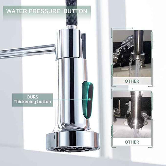 WEWE Chrome Kitchen Faucet, Faucet for Kitchen Sink with Pull Down Sprayer Kitchen Faucet with Deck Plate Stainless Steel Single Handle Spring for Farmhouse Utility Bar Laundry Sinks