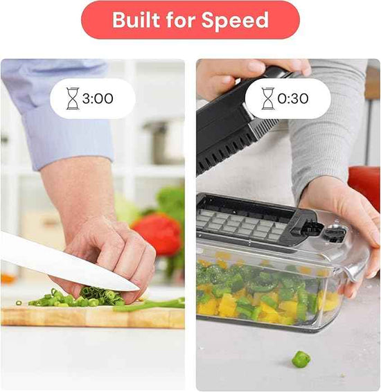 Fullstar The Original Pro Chopper - Vegetable Chopper and Spiralizer, Food Chopper with Container, Fruit Slicer, Kitchen Gadgets & Gifts, Home Essentials (4 in 1, Clear)