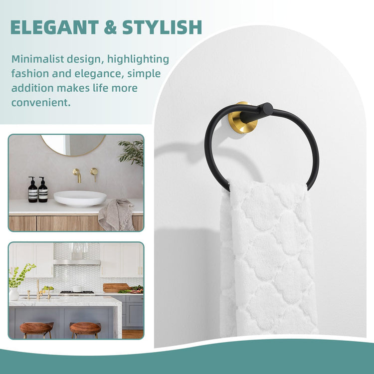 Towel Ring Gold and Black