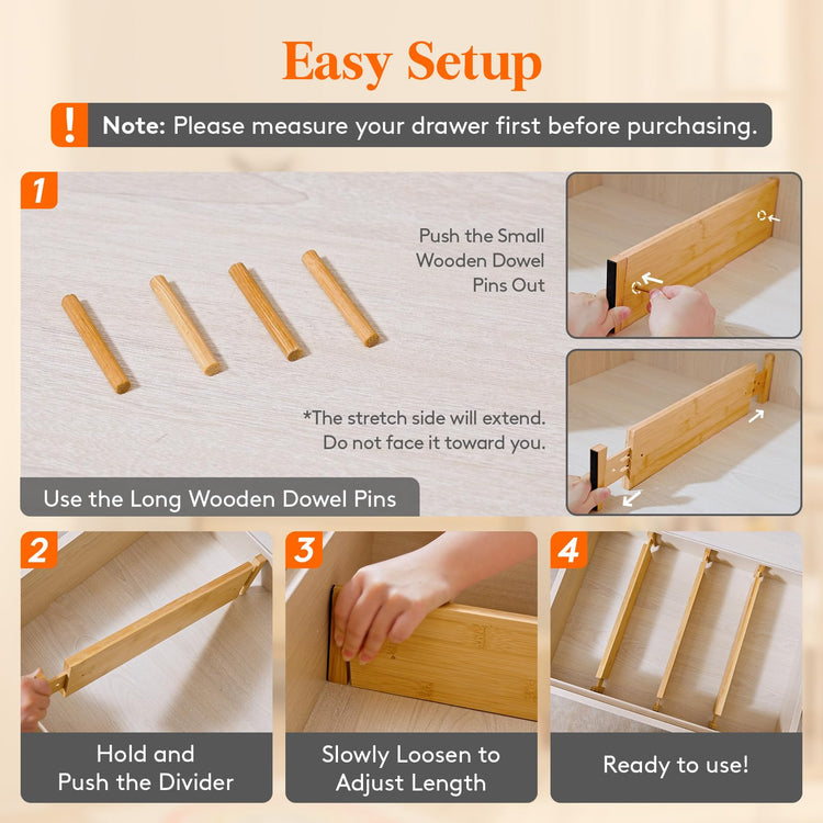 4" High Dresser Drawer Dividers (5 Count)