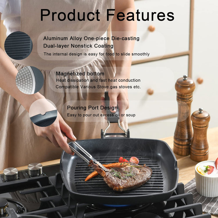 Grill Pan with Folding Handle
