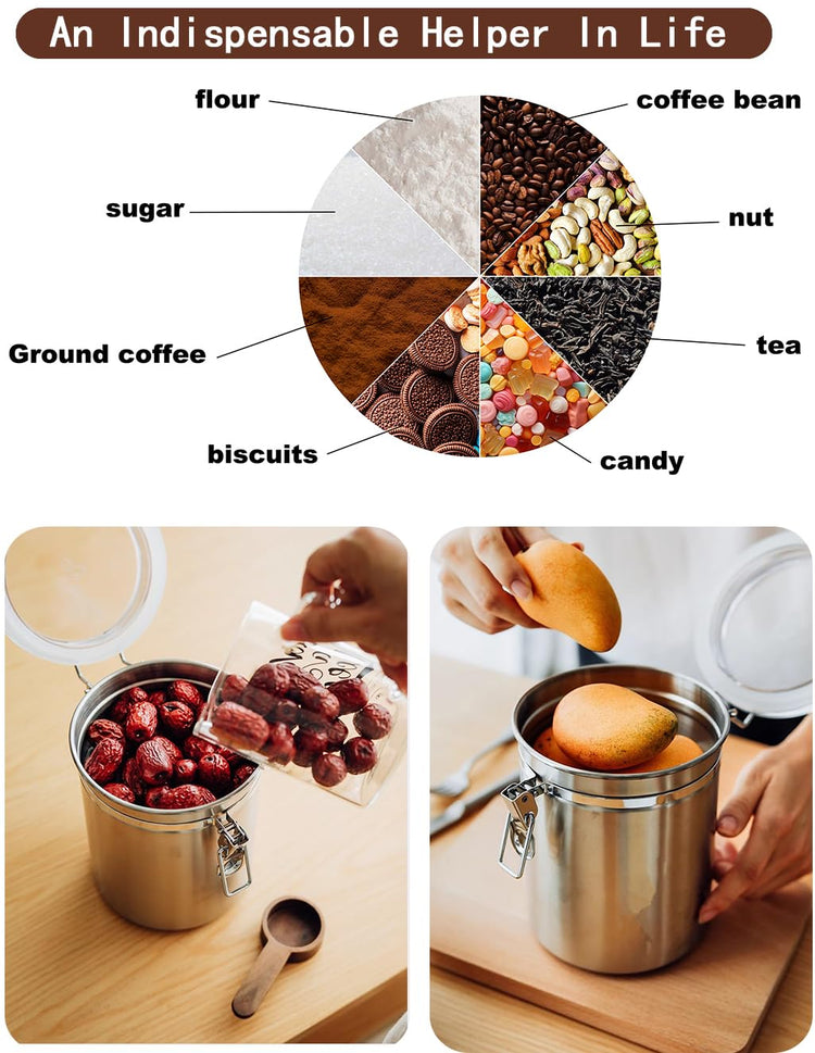 Stainless Steel Food Container with Clear Lids Airtight Storage Container Stackable Small Canisters Kitchen Pantry Storage for Cereal