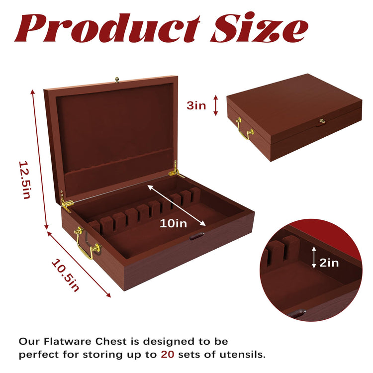 Silverware Storage Box Solid Wood with Lid