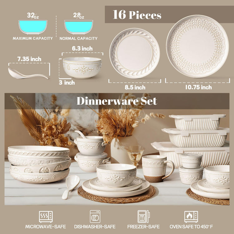 Plates And Bowls Sets (16 Count)