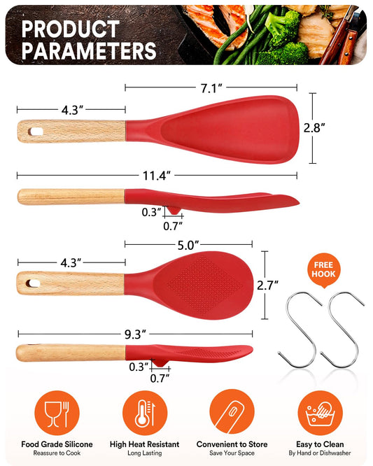 Cooking Spoon and Rice Scooper for Nonstick Cookware