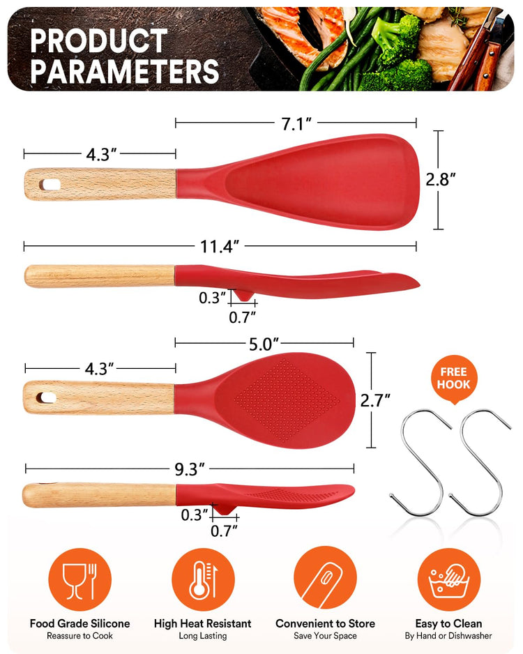 Cooking Spoon and Rice Scooper for Nonstick Cookware