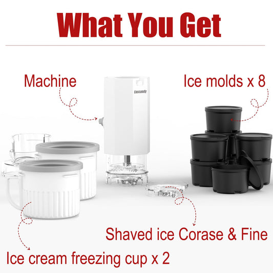 Shaved Ice Attachment and 2 Pack Ice Cream Maker Attachment Set Fit for KitchenAid Stand Mixer