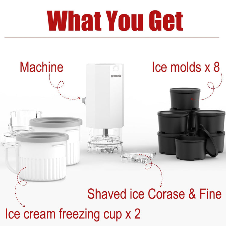 Shaved Ice Attachment and 2 Pack Ice Cream Maker Attachment Set Fit for KitchenAid Stand Mixer