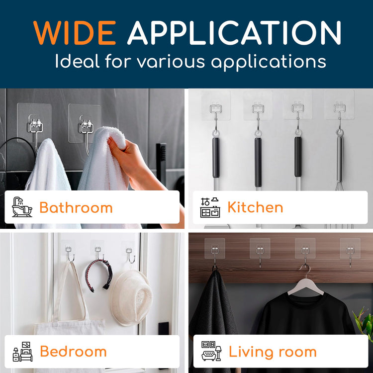 Adhesive Wall Hooks for Hanging (12 Count)