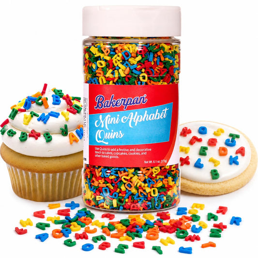 Quins Alphabet Sprinkles for Cake Decorating (6.1 Ounce)
