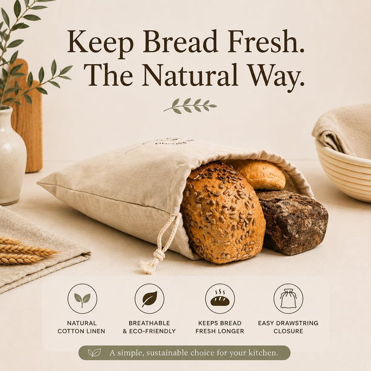 3 Pack Linen Bread Bags for Homemade Bread (3 Count)