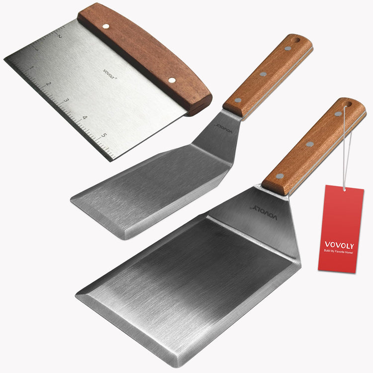 Stainless Steel Metal Spatula Set For Griddle (3 Count)