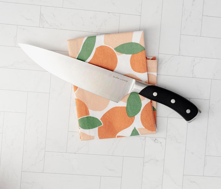 8-Inch Chef Knife – Ultra-Sharp German High Carbon Stainless Steel, Full Tang, Ergonomic Handle, Multipurpose Kitchen Knife for Chopping, Slicing, and Dicing, Black