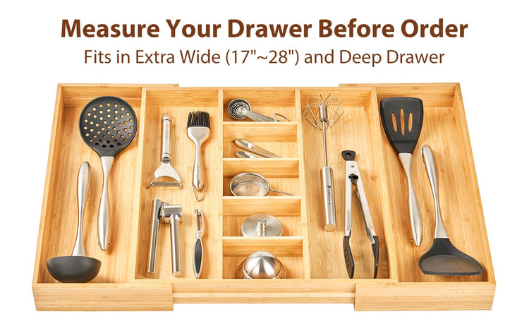 Extra Large Expandable Kitchen Drawer Organizer for Utensil and Junk