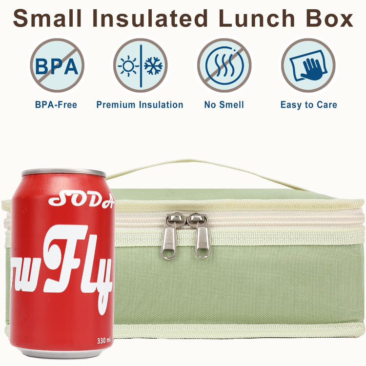 Small Insulated Lunch box Portable Soft Bag Mini Cooler Thermal Meal Tote Kit with Handle for Work & School