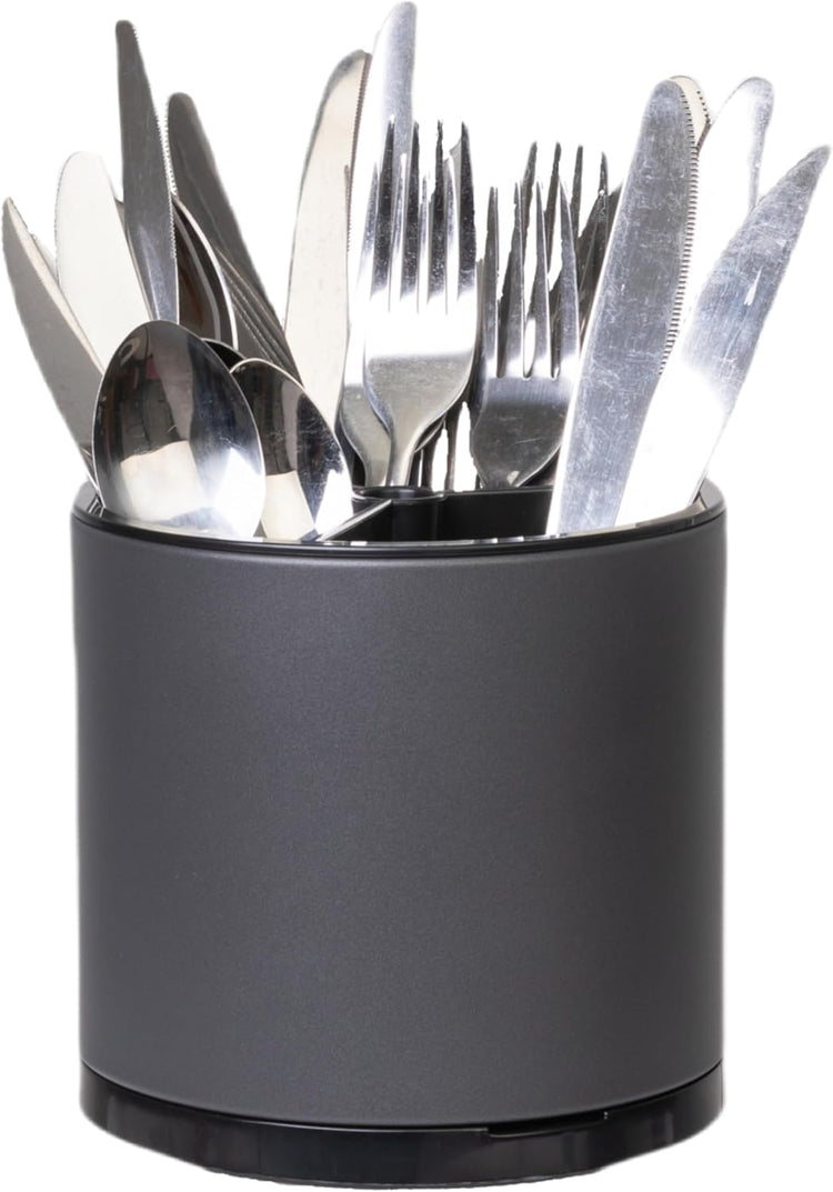 Utensil Holder,Kitchen Utensil Holder For Counter,Rotating Silverware Organizer Cooking Flatware Spoon Spatula Tool Cutlery Container Stainless Steel Caddy
