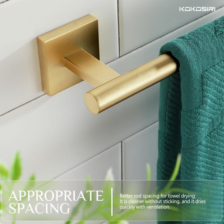 Bathroom Towel Bar Bath Towel Holders for Toilet Kitchen Cabinet Wall Mount 24 Inch Brushed Gold Stainless Steel B4005BG