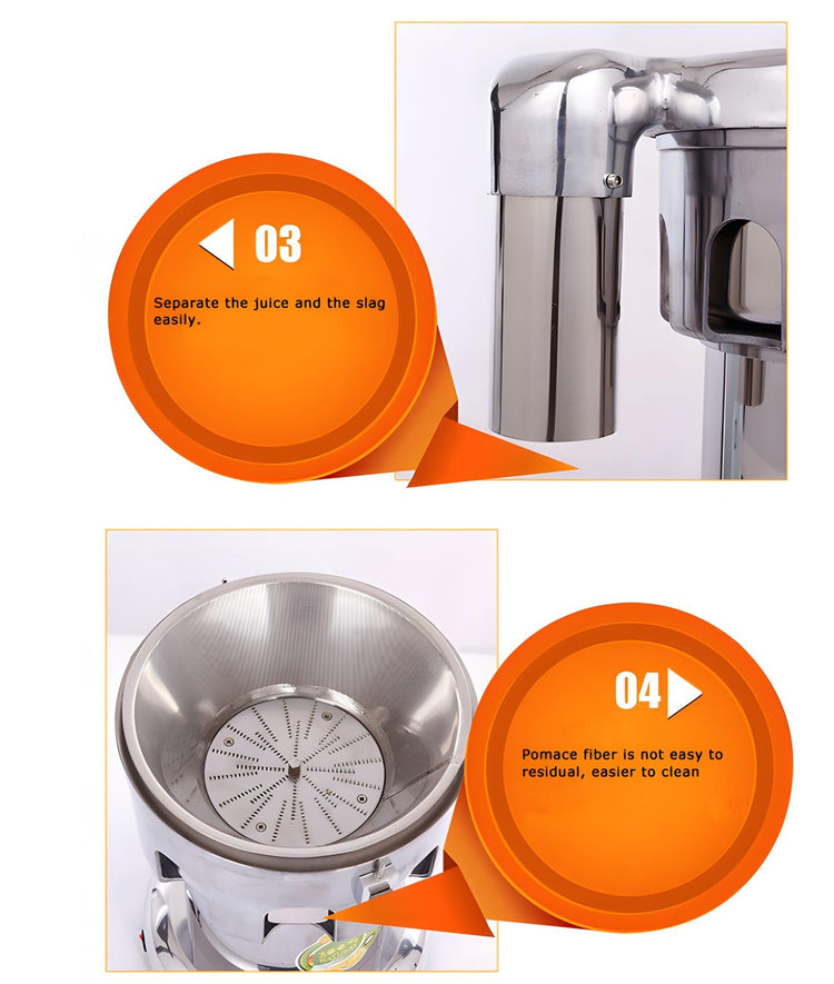 110V 750W Electric Stainless Steel Vegetable & Fruit Juice Maker Squeezer Centrifugal Juicer Machine Commercial Juice Press Machine 5