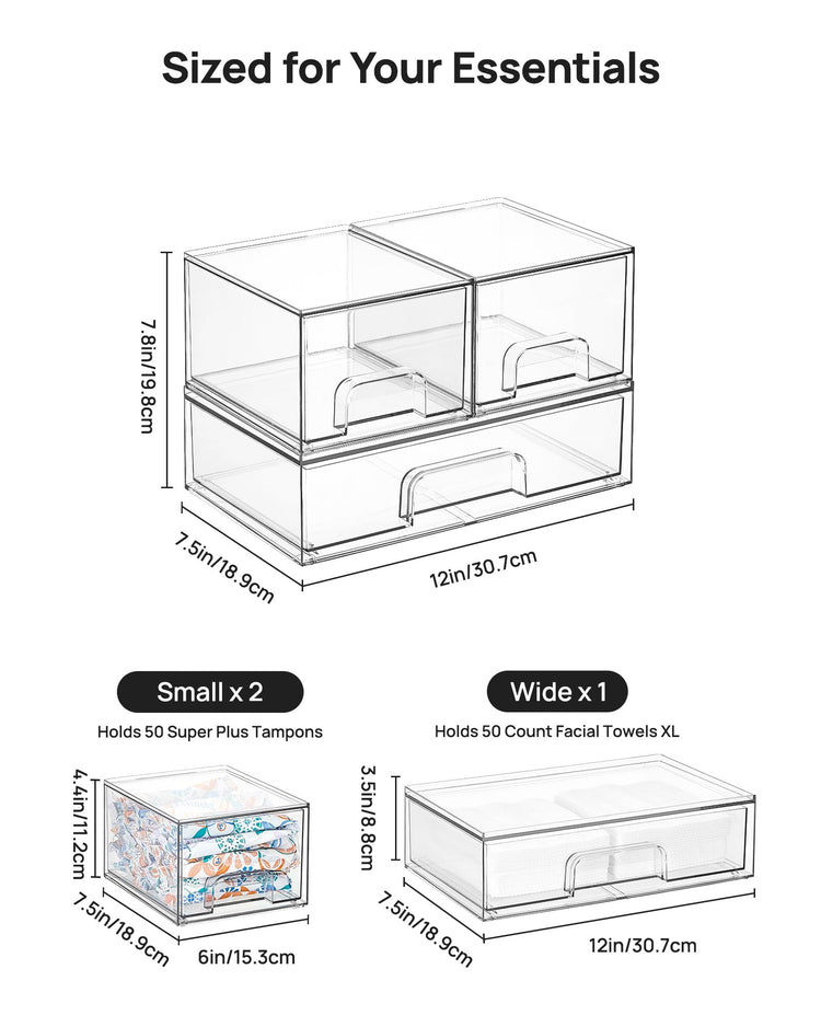 Clear Stackable Storage Drawers Set of 5 (3 Count)