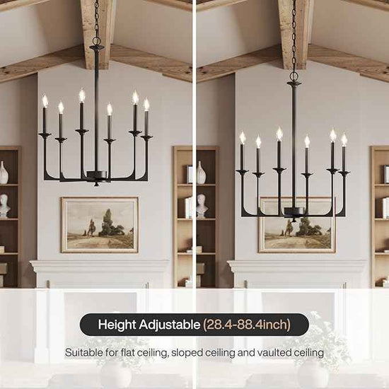 Tribesigns 27" Black Chandelier, 6-Light Chandeliers for Dining Room Lighting Fixtures Hanging, Pendant Light Fixtures Farmhouse Industrial Lighting for Kitchen, Living Room, Bedroom and Entryway