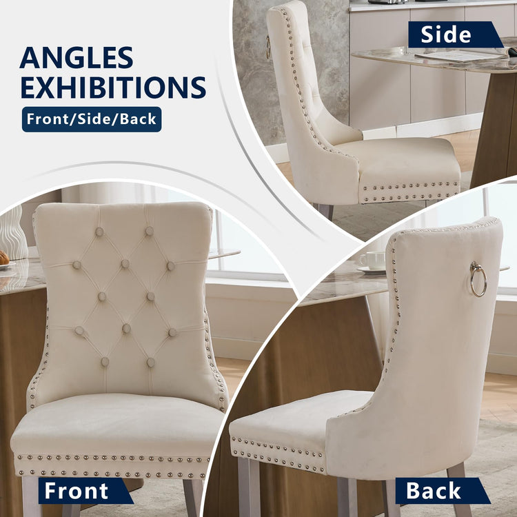 Cream Velvet Dining Chairs Set of 6 (6 Count)
