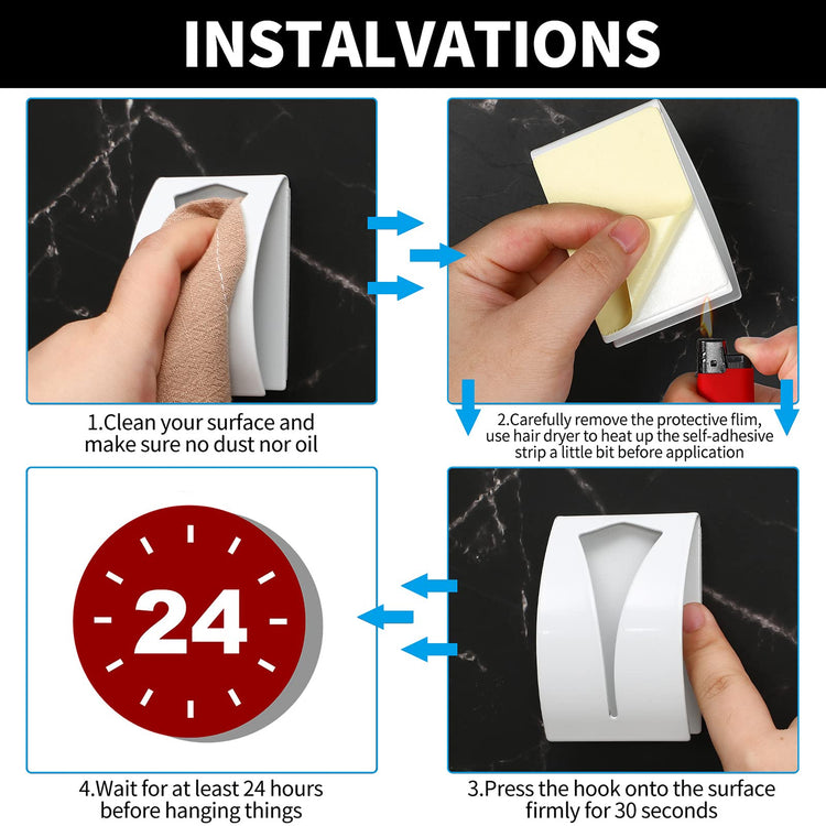 4 Pcs Self Adhesive Kitchen Towel Hook Holder