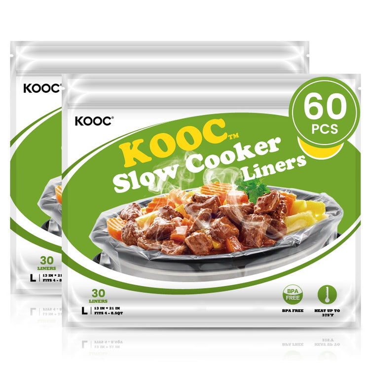 60 Count Slow Cooker Liners 13" x 21" Large Size Fits 3
