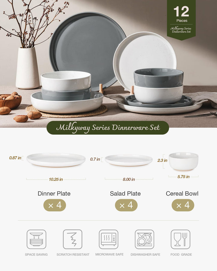 Milkyway 12 Piece Stoneware Dinnerware Set