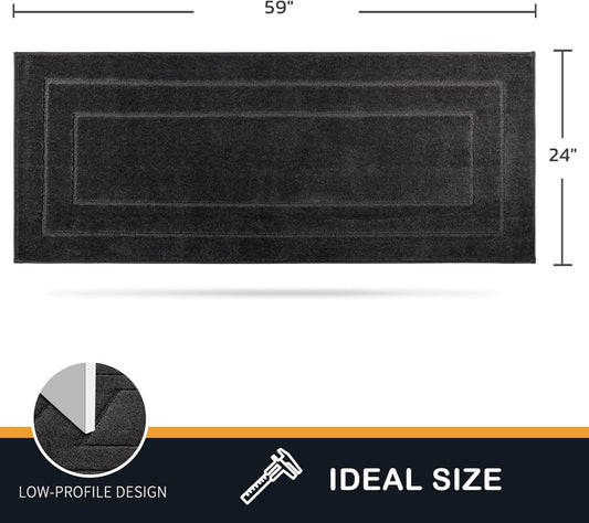 PURRUGS Dirt Trapping Door Mat 24" x 59", Non-Slip/Skid Machine Washable Entryway Rug, Dog Doormat, Super Absorbent Welcome Mat for Muddy Wet Shoes and Paws, Charcoal