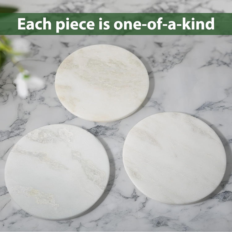 Marble Lazy Susan, 16 in Lazy Susan Turntable Organizer for Cabinet Pantry Kitchen Countertop Fridge Bathroom Makeup Vanity Countertop - White