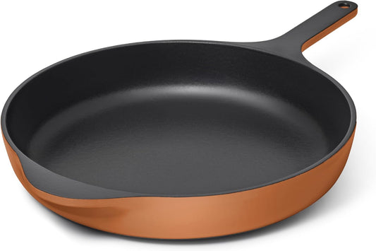 Caraway Cast Iron Skillet - 12” Enameled Cast Iron Pan With 3 Layer Enamel Coating - No Seasoning Required - Compatible With All Stovetops - Free From Forever Chemicals - Rust - Nestoria