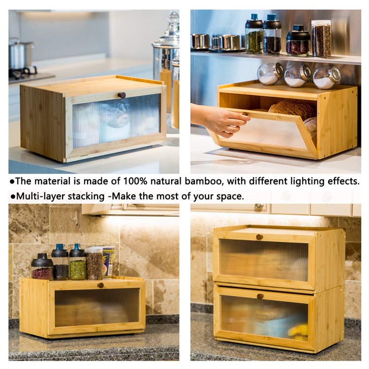 Bamboo Bread Box for Kitchen Counter