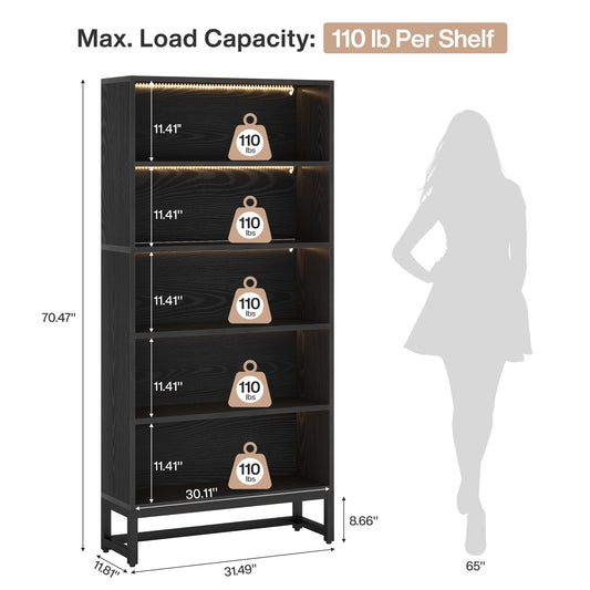 Tall Bookcase Black Bookshelf