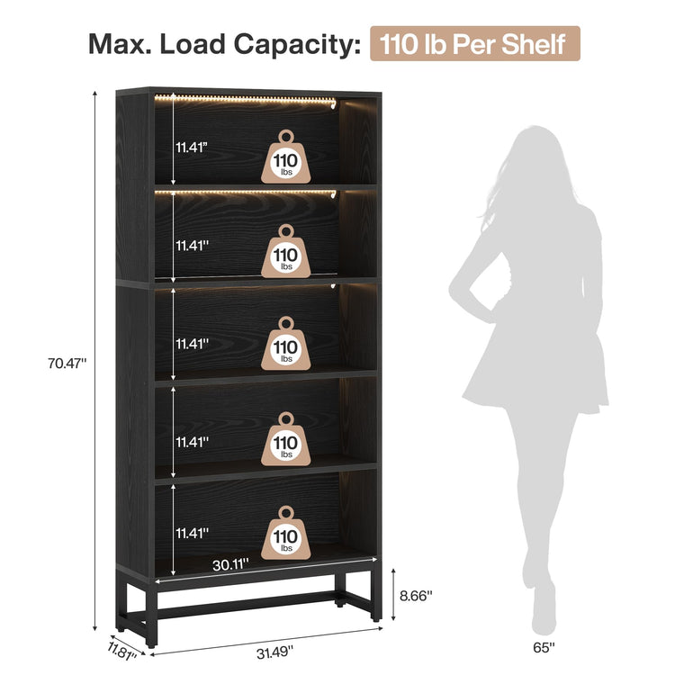 Tall Bookcase Black Bookshelf