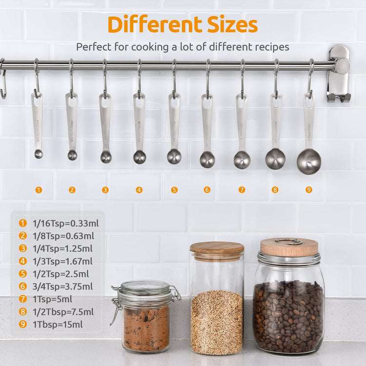 18 8 Stainless Steel Measuring Spoons Set of 9
