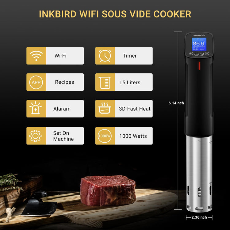 WIFI Sous Vide Cooker Bundle with 30PCS Sous Vied bags and Vacuum Sealer Pump