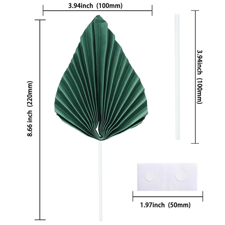 6Pcs Paper Palm Fan Cake Toppers Palm Spear Leaves Fan Cupcake Toppers Cake Insert Decorations Craft DIY Cake Bakeware Decoration for Birthday Party Wedding Party Decor Supplies Green (6 Count)