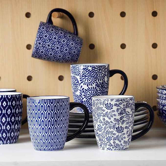 Selamica 30-Pieces Ceramic Dinnerware Sets for 6, Scratch Resistant Plates and Bowls Sets, Microwave and Dishwasher Safe, Vintage Blue A