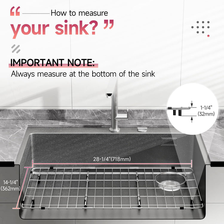 28-1/4" x 14-1/4" x 1-1/4" Stainless Steel Sink Rack for Bottom of Sink