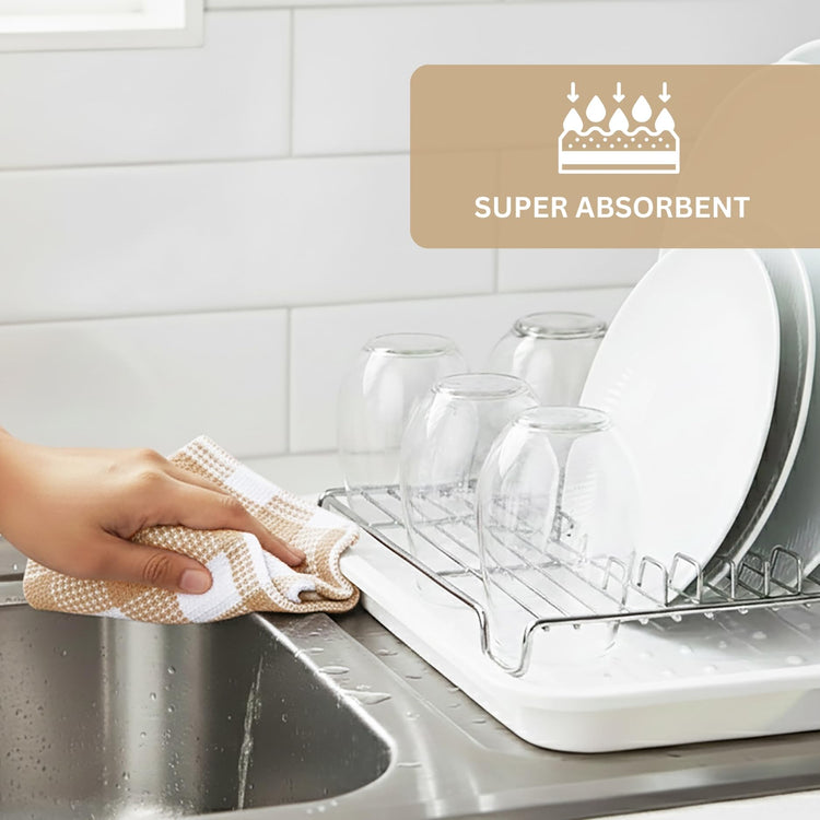 Waffle Weave Plaid Dish Cloths