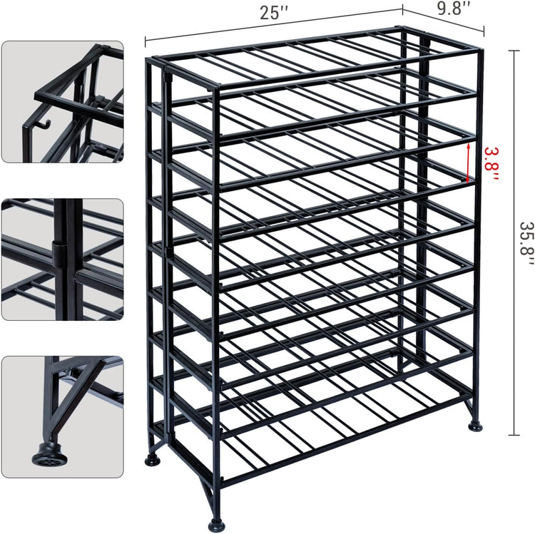 Wine Rack Freestanding Floor,Gray Metal Wine Rack, 9 Tier Wine Stand,Wine Storage Holds up to 54 Bottles,No Assembly Required